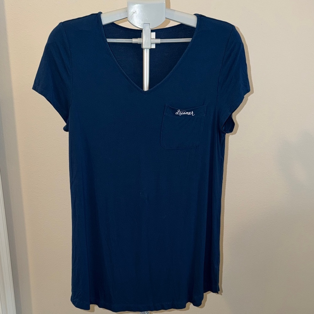 Soma Navy V-Neck Short Sleeve Sleep shirt